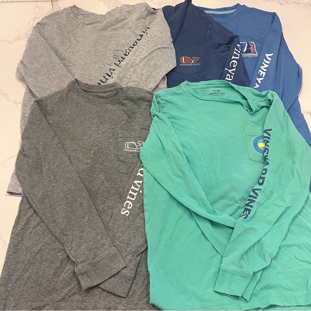 LOT OF 5 EUC Vineyard Vines Long Sleeve Shirts size S (8-10) LIKE NEW!